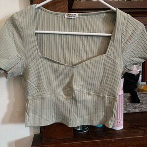 Sage Green Ribbed Crop Top